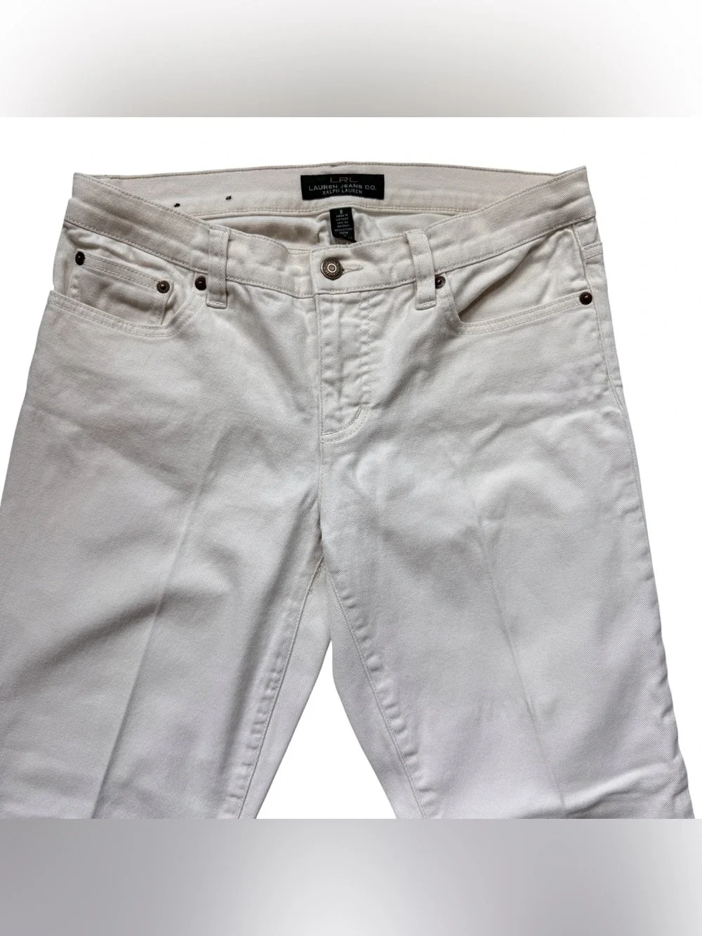 Lauren Ralph Lauren White Straight Leg Jeans Size 8 Minimalist Coastal Mom Denim